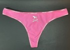 Vtg Vs Pink Dog Logo   Crossbones Sparkle Thread Thong Panty 2006