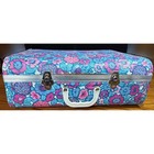 Vintage Floral Hard Shell Suitcase  Blue Pink  60s 70s - Mary Poppins Inspired