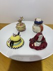 Lot Of 4 Mary Engelbreit Style Miniature Porcelain Hinged Trinket Boxes  