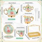 22 Pcs Porcelain Tea Set With Metal Holder  Vintage European Floral Tea Set