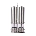2pcs Electric Salt Pepper Grinder Mill Shakers Set Adjustable Stainless Steel Us