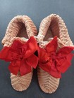 Antique Victorian Hand Made Crocheted Child s Slippers