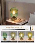 Mid Century Modern Table Lamp Green Ribbed Glass Globe   Vintage Gold  Dimmable