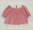 Vintage 80s Floral Lace Ruffle Dress Baby Girls Size 24m Nannekins Pink White