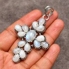 Moonstone Gemstone Cross Pendant 925 Sterling Silver Handmade Pendant Necklace