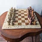 Handmade Marble Chess Set Coral Brown Real Stone Tournament Chess Size 12 X 12