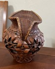 Japanese Ikebana Hand Woven Two Handle Basket Vase Chinese Arrow Bamboo