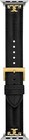 Tory Burch Leather Apple Watch Band Black Gold Logo 38-45mm New