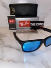 Black Frame Ray-ban Justin Classic Rb4165 622 55 Blue Polarized Lens Sunglasses