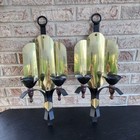Pair 2 Vintage 20 5  Metal Medieval Gothic Castle Brutalist Wall Candle Sconces