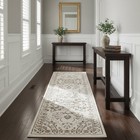 Performance Traditional Vintage Area Rug In Brown beige cream  5 91  1 97 