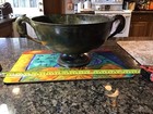 Vintage Bronze Metal Swan Handled Elegant Faux Verdigris Pedestal Bowl 17    India