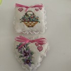 Lot Of Four Vintage Sachet Crosstitch Sachet   1 Crocheted