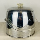Vtg Kromex Aluminum Ice Bucket W  Clear Lucite Handle   Knob Mcm Barware