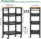 Utility Slim Storage Cart With Wheels  4-tier Narrow Rolling Organizer Shelf Wit