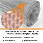 Stainless Steel Wire Mesh 20 Mesh Metal Screen Filter Sheet 30x120cm