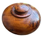 Vintage Mcm Burl Wood Bowl With Lid Trinket Box Round Shape 5  Modernist