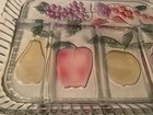 Vtg Indiana Glass Divided Serving Tray Platter Fruit Design Full Color 11   x9   