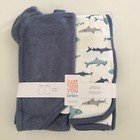 New Bath Set Baby Gift 1 Hooded And 1 Bath Towel And 6 Washcloths Shark Theme