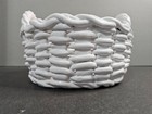 Glossy White Woven Heramche Castelliar Basket With Handles 4 5  T X 9  Dia