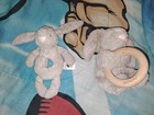 Jellycat Bashful Grey Bunny Wooden Ring Baby Rattle Rabbit Lot 2 