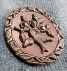 Large Antique Metal Picture Button Bird Faceted Fruit Flowers 1-3 4  Inch