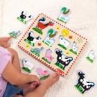 Farm Animals Sound Puzzle - Wooden Peg Puzzle With Sound Effects  8 Pcs 