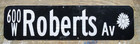 Authentic Retired Roberts Ave Street Sign 30x8  Road traffic Marion Indiana