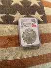 2017 W Ms70 Ngc Burnished Silver Eagle Early Releases  john Mercanti   spotless 