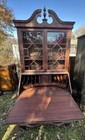 Antique Mahogany Secretary Desk 4 Drawer W Glass Display Bookcase pu