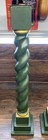 Pair 24    Barley Twist Wood Candlesticks Green Gold Regency English Style