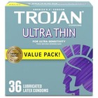Trojan Ultra Thin Lubricated Latex Condoms 36 Count Box Sensitivity Protection