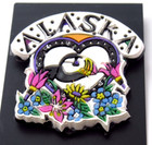 Alaska Puffin Lapel Pin Heart Wildflowers Ace Souvenir Vintage Nature Bird Gift