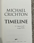 Signed personalized Timeline By Michael Crichton Hardcover First Edition