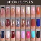 24 Colors 576 Pcs Press On Nails  Coffin False Nails Medium Square  Full Cove   