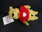 Disney Store Winnie The Pooh Valentine Bean Bag Plush 8  Red Sweater Heart