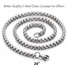 Mendel Gothic Mens Biker Skull Pendant Necklace Men Stainless Steel Chain Silver