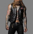 Men s Vintage Motorcycle Distressed Black Genuine Lambskin Leather Biker Vest