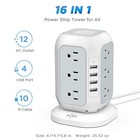 Power Strip Tower With Usb Ports-aijoy Surge Protector With 12 Ac Outlet And    