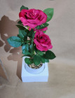 Pretty Pink Artificial Silk Flower Arrangement In Vase- New Ships Free
