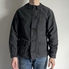 Moleskin Black French Vintage Repair Style 50s Round Collar Workwear Jacket