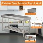 Heavy Duty Stainless Steel Prep Table Kitchen Work Table 3-sided Backsplash Unit
