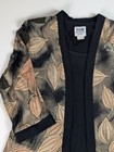 Vintage R m Richards Petite 2-piece Pant Set Black Gold Metallic Leaf 10p