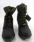 New Black 3 high Wedge Heel Round Toe Lace Up  Ankle Boots Women Size  6