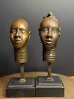 Vintage Benin-style Bronze Head Sculptures     Mid-20th-century Made In India 12 