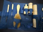 Antique 1930 s Art Deco Celluloid Vanity Grooming Set 7 Pieces With Case