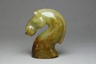 Chinese Antique Old Hetian Jade Hand-carved Horse Head Statues