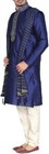 Sonisha Blue gold ivory Men s Kurta Pyjama Indian Suit Xxl 46 New W tags