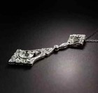 Art Deco Vintage Style 2 5ct Lab Created Diamond 14k White Gold Finish Pendants