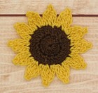 Crochet Flower Small Sunflower Applique Embellishment Brown Yellow 6 Pcs